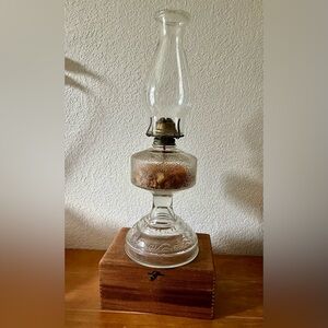 Vintage 1940’s-1950’s Outer Banks Clear Glass Hurricane Oil Lamp
